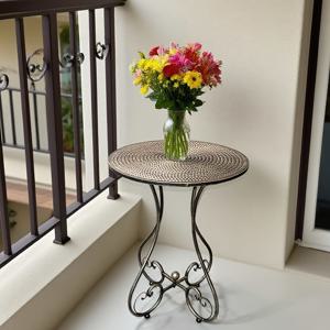 TEMU 빈티지 메탈 라운드 커피 테이블 - 모던 디자인, 쉬운 조립, 전원 필요 없음, 거실이나 발코니에 완벽함, 차와 간식 마시는 데 이상적, 거실용 커피 테이블, 발코니 가구, 장식 테이블, 내구성 있는 구조, 거실 커피 테이블|티테이블