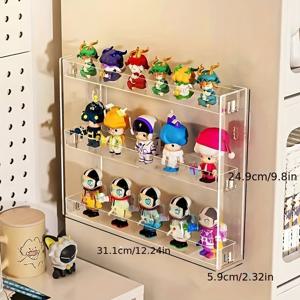TEMU 투명 아크릴 수집품용 이상한 박스 디스플레이 케이스 - 벽걸이형 현대식 선반장, 위/하단 선반 & 매달기 수납공간 (피규어, 인형, Action Figure, 애니메이션 캐릭터) - 침실·놀이방·사무실을 위한 공간절약형 DIY 홈데코