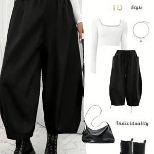 TEMU 여성용 캐주얼 조거 팬츠 - 신축성 있는 허리, 루즈핏, 단색 포켓, 사계절 편안함, 캐주얼 의상에 다용도, 휴가 및 캐주얼 착용에 완벽, 캐주얼 의상용 바지|편안한 핏의 바지|신축성 있는 허리밴드 바지, 리조트 착용 및 사계절 사용에 이상적, 일상복, 긴 헤비프루 허리 바지, 내구성 있는 바지, 파자마 스타일 바지, 디멘티션, 공식 행사에 적합