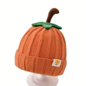 TEMU 1개 겨울 니팅 비니 - 두꺼운 따뜻한 모자, 호박 디자인, 부드러운 직물 소재, 세탁기 사용 가능, 단색 크로셰 풀오버 캡, 야외 활동용, 겨울 헤드웨어 | 재미있는 디자인 | 내구성 있는 헤드기어