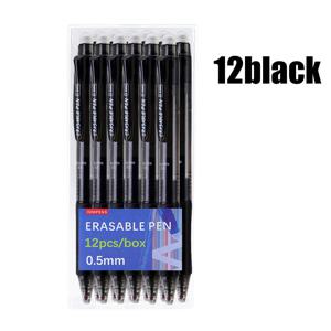 TEMU 0.5mm 박스형 프로페셔널 지우개 대용량 중성펜 세트 - (12검정/12파랑/검정+파랑+빨강/12개-6색) 세척 가능 손잡이 지우개 마법 펜, 사무용 문구 미세 필기구