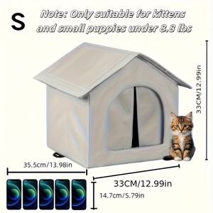 TEMU 3가지 사이즈 야외 방수 방한 고양이 집과 개집, 방풍 옥스포드 원단 고양이 개 비 쉼터, 단열 폼 층과 애완동물 매트 포함, 사계절 보호, 접이식 간편 조립, 겨울 비와 눈 보호에 완벽 - 편안한 소프트 침대, 지퍼 입구, 튼튼한 구조, 쉬운 청소, 길 고양이와 소형 동물에 적합, 고양이 쉼터, 겨울 야외 고양이 집, 대형 사계절 애완동물 쉼터