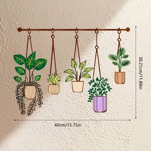 TEMU 대형 금속 벽걸이 식물 홀더 - 갈색 매달린 튜브 & 녹색/보라색 잎 화분 - 모던한 실내 수직 장식, 내구성 강한 철제 구조와 흰색 화분 & 녹색 잎사귀 - 식물 애호가를 위한 결혼식/크리스마스/집들이 선물 - 거실, 발코니, 사무실 장식 - 간편한 설치 하드웨어 포함 - 공간 절약형 수직 플랜터, 풍경 금속 예술, 벽 장식, 벽 장식