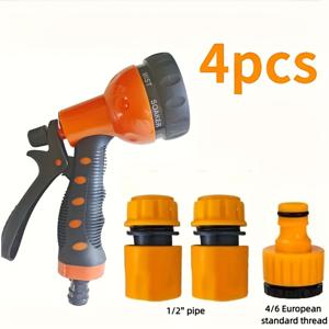 TEMU 4개입 고강도 고압 정원 물주기 세트 (퀵 커넥트 호스 & 스프레이 건 포함) - 고강도 플라스틱 구조, 호스 스레드 호환, 실외 사용에 적합, 내구성 좋은 플라스틱 디자인, 잔디 관개 시스템 - 간편한 조립 필요 (No)|물총