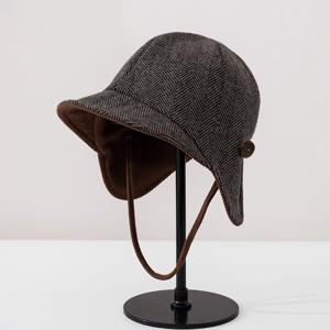 TEMU 여성용 일본 스타일 플리스 안감 겨울 모자 - 따뜻한 귀 보호, 레트로 비행기 디자인, 조절 가능한 스트랩이 있는 다용도 야외 캡, 갈색, 겨울용 헤드웨어 | 레트로 비행기 모자 | 플리스 안감 모자, 남성용 레드 페도라 모자, 남성용 모자, 모피 모자, 여성용 겨울 모자|남자모자