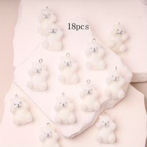 TEMU 6개/12개/18개 귀여운 플록드 3D 눈동이 곰 레진 만화 펜던트, 크리스마스 및 다양한 아이스 테마 파티 장식에 완벽, DIY 키체인 폰 체인 가방 장식 공예 액세서리, 키링 인형, 크리스마스 폴라 베어, 겨울용 액세서리 부품, 레진 벨벳 액세서리, 팔찌용 참, 보석 만들기용 참, 보석 만들기용 펜던트|인형키링