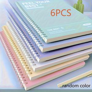 TEMU 6개 A5 스파이럴 노트북 - 랜덤 색상, 각 60페이지, 하드 커버, 줄무늬 다이어리, 사무용 및 학교 용품, 이상적인 크리스마스 선물, 귀여운 노트북, 여성용 저널 노트북, 에스테틱 노트북, 대학용 노트북, 노트북 저널, 하드 커버 노트북, 귀여운 노트북, 공부 노트, 데일리 플래너, 심플 디자인, 튼튼한 제본, 부드러운 필기