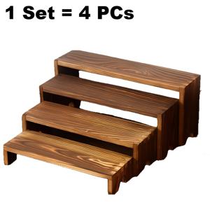 TEMU 4개 세트 나무 계단형 디스플레이 스탠드 | 스택 가능한 향수 정리대 콜로니 스탠드 (남성 여성용) | 장식품 디스플레이 스탠드 | 나무 테이블 디스플레이 세트 | 파티용 디스플레이 라이저