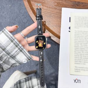TEMU 별무늬 시계 밴드, 핀 버클 디자인, Apple Watch 40mm, 38mm, 41mm, 42mm, 44mm, 45mm, 46mm, 49mm 호환, 스마트워치 액세서리, Apple Watch 10 6 5 4 3 2 1 SE Ultra 시리즈 호환, 패셔너블 레트로 시리즈, 편안하고 귀여운 여성용 손목 밴드, 스마트워치 교체용 액세서리