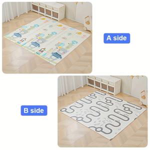 TEMU 양면 접이식 아기 놀이 매트, 미끄럼 방지 XPE 폼 크롤링 패드 (어린이용 및 거실용), 기어가는 매트,접이식 디자인,공간 절약 매트,부드러운 폼 소재,청소가 쉬움, 매트