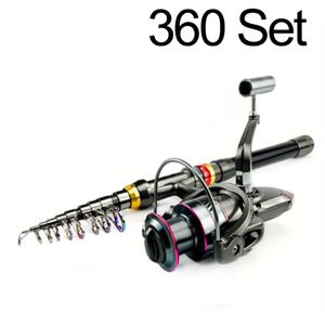 TEMU GHOTDA 신형 낚싯대 세트 - 1개 텔레스코픽 낚싯대, 1개 스피닝 릴, 탄소섬유 접이식 낚싯대, 바닷물 및 민물 낚시용|낚시대