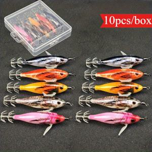 TEMU 10개입 AVLCOAKY 8cm/5.7g 나무 새미 루어 - 이중 줄 해파리 후크, 실물 같은 수영 동작, 내구성 ABS 소재, 혼합 색상, 바닷물 및 민물 낚시용, 자연스러운 외관, 고품질 루어, 낚시 장비, 피크 루어, 피크 루어, 물고기 낚시 액세서리