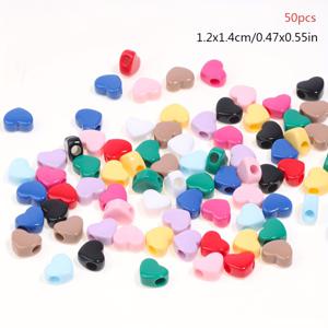 TEMU 50개 세트 화려한 색상 대구멍 하트 비즈 12x14mm, DIY 액세서리, 키체인, 휴대폰 케이스, 공예 장식, 펜던트 제작에 완벽, DIY 주얼리 만들기, 키체인 액세서리, 트렌디한 장식, 비즈, 고품질 비즈, 매끄러운 마감, 하트 모양 비즈, DIY 참, 공예 애호가, 수제 아티스트용