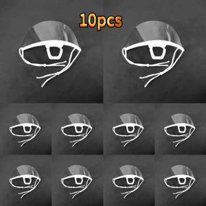TEMU 10세트 재사용 가능한 편안한 안개방지 투명 마스크 - 내구성 있는 PC 소재로 제작, 레스토랑 및 식사 공간에서 투명 얼굴 보호대로 사용 가능 | 물 튀김 방지, 가정용 서비스 산업 위생 마스크, 레스토랑 및 학교에 적합, 요리사 및 직원에게 매우 적합