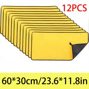 TEMU 12개입 초고밀도 차량 워시 타월 - 대형 사이즈, 양면 클리닝 천, 걸이 루프 포함, 차량용 초흡수성 및 경량, 실내 사용|수건