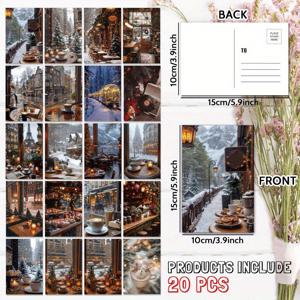 TEMU 업그레이드된 두꺼운 종이 20장 빈티지 겨울 카페 올 오션 엽서, 가족과 친구를 위한 독특한 일상 선물 - 생일 축하와 감사의 긍정적인 메시지로 특별한 아이템, 생일 축하 메시지,손글씨 스타일,만화 디자인,내구성 있는 소재, 엽서,인사 카드,문구류 애호가|편지지