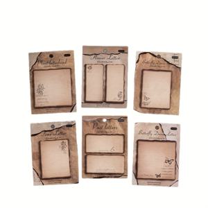 TEMU 6팩 빈티지 번트 컬러 스티커 메모지 - 레트로 나비 패턴, 자체 접착 메모 노트북, 학교, 사무실, DIY 장식용, 가을 꿈 시리즈 노트패드, 디스트레스 스타일 아트 일러스트 스테셔너리