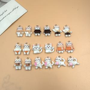 TEMU 18개 수제 레진 고양이 펜던트 - DIY 주얼리 만들기용 귀여운 만화 스타일, 색상, 키체인 및 액세서리용, 고양이 참, 장식용 키체인, 재미있는 디자인, 섬세한 공예