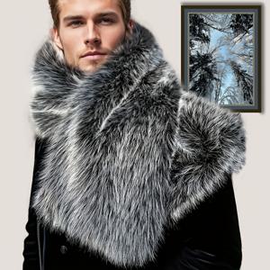 TEMU 남성용 고급 플러시 모피 스타일 인조 모피 스카프 - 초극세사 따뜻한 겨울 칼라 랩, 플러시 질감 & 옴브레, 골드 톤 액센트가 있는 우아한 단색 디자인, 손세탁 가능한 고급 겨울 액세서리, 겨울 스카프 | 우아한 겨울 액세서리 | 플러시 T