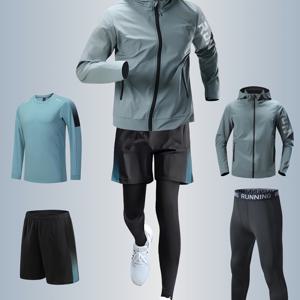 TEMU 남성용 4개 세트 스포츠 웨어 세트: 재킷 + 긴 소매 셔츠 + 반바지 + 긴 바지, 달리기, 피트니스, 농구, 사이클링, 야외 활동 및 가을 캐주얼 의상에 적합한 편안하고 통기성이 좋은 세트|반바지|남자반바지|남자셔츠