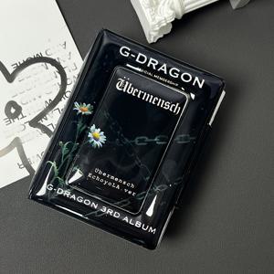 TEMU 블랙 데이지 포토 카드 홀더, GD 앨범 및 사진용 K-Pop 스타 앨범 바인더, 광택 가죽 올인원 대용량 휴대용 PU 소재 지갑 – 3