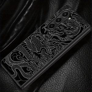 TEMU 삼성 갤럭시 Z 폴드4 Z 폴드6 Z 폴드7 Z 폴드 7 6 5 4 3 Z 폴드3 Z 폴드5용 뒷면 휴대폰 커버 케이스, 숨겨진 패턴 드래곤 섀도우, 접이식 휴대폰 케이스,스타일리시 커버,내구성 있는 케이스,스크래치 방지,슬림 케이스,삼성 사용자,기술 애호가