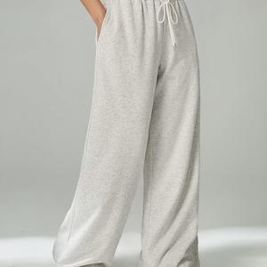 TEMU 여성용 하이웨이스트 와이드 레그 팬츠 - 드로스트링 허리, 가을/겨울용 루즈핏, 캐주얼 & 포멀 의상 - 일상, 사무실, 파티, 포멀 복장을 위한 우아한 여성용 바지 | 편안한 핏 바지 | 부드러운 질감의 원단