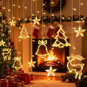 TEMU 크리스마스 장식 아이슬 커튼 조명, 창문/벽걸이 스트링 라이트, USB 플러그 벨/순록 페어리 램프, 할로윈/라마단 침실 거실 배경 웨딩 파티 실내 크리스마스 트리 기숙사 가을 홈 데코 새해 가랜드 조명, 축제 조명,휴일 장식,기발한 조명,가벼운 디자인,순록 램프,휴일 쇼핑객,파티 플래너