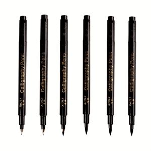 TEMU 6개 캘리그라피 브러쉬 펜 세트, 부드러운 및 강한 팁, 4가지 사이즈, 초보자 필기, 미술 페인팅, 다이어리, 학생, 미술 용품, 캘리그라피 도구, 캘리그라피 펜에 적합|캘리그라피