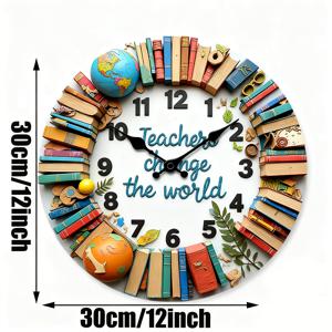 TEMU 1개 대형 12인치 나무 무소음 벽시계 - 모던 라운드 벽시계, 책 테마 베이지 페이스, 검은색 바늘 & 흰색 중앙 - 거실, 침실, 사무실용 쉬운 읽기 대형 숫자 - 배터리 구동 (배터리 미포함) - 집들이, 결혼식, 생일 선물로 이상적 - 홈 데코용 장식 시계 - 스마트 홈 시스템과 호환 가능|벽시계|벽시계