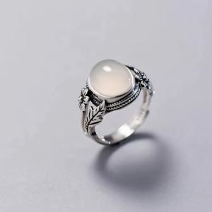 TEMU 1개 스털링 실버 빈티지 여성용 반지, 트렌디한 스타일 인조 옥 대리석 검지 반지, 패셔너블한 태국식 실버 꽃무늬 오픈 반지, 데일리 커뮤트, 연회, 여성 선물용, 패션 액세서리,플로럴 링,섬세한 장인 정신,스타일리시 링,여성용 반지,액세서리 수집가,선물 쇼핑객