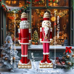 TEMU 크리스마스 장식용 대형 호두까기 인형 17.7인치 | 진저브레드 호두까기 인형 | 빨간 병사 - 벽난로, 벽난로 장식에 완벽한 페인트 레진 크리스마스 장식 | 호두까기 인형 수집품 / 창가 디스플레이 (음식과의 접촉 금지)