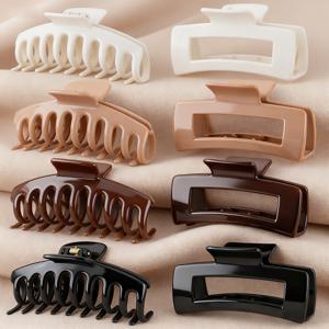 TEMU 8개 소프트 실리콘 상어 머리핀 - 미끄럼 방지 그립, 안전한 고정, 손상 없는 제거, 데일리 & 포멀 사용을 위한 우아한 레트로 스타일, 4가지 색상 (화이트/블랙/브라운/베이지), 크리스마스 선물 아이디어, 상어 머리핀, 포멀 헤어 액세서리, 빈티지 헤어 액세서리, 내구성 좋은 머리핀
