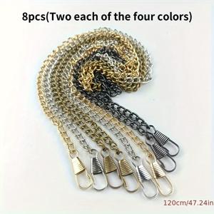 TEMU 8pcs 네 가지 색상 가방 체인 세트, 120cm/47.24인치 금속 가방 체인 지갑 버클 여성용 숄더 스트랩, 가방 교체용, 사선 체인 가방 액세서리, DIY 지갑 만들기 재료, DIY 지갑 제작, 가방 교체용 스트랩,장식용 가방 스트랩,패션 액세서리 스트랩,고품질 체인,내구성 있는 금속 스트랩,교체용 어깨끈,공예 취미 애호가,DIY 애호가