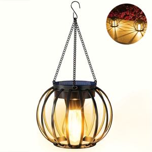 TEMU 태양광 행잉 랜턴 야외 테이블 램프 (메탈 태양광 라이트 스트립 & 후크 포함) - 밝고 따뜻한 LED 펜던트 조명, 정원, 파티오, 현관, 발코니 장식용 - 태양광 반매립형 분리형 디자인, 태양광 야외 조명, 파티오 조명