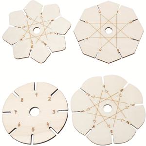 TEMU 4개 세트 팔찌 직조 디스크, 꽃 모양 나무 디스크 팔찌 직조 플레이트 뜨개질 도구 비즈 코드 디스크 선물용 친구 팔찌 만들기 직조 쿠미히모 재료, DIY 주얼리 만들기,수제 공예 용품,정밀 직조 도구,가벼운 브레이딩 보조기,주얼리 제작 도구,주얼리 제작자,DIY 취미 애호가