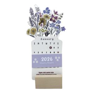 TEMU 2026 꽃무늬 달력 컬러풀 종이 꽃 - 월간 플래너, 드라이 와이프, 영어, 나무 베이스 포함, 거실, 침실, 사무실 책상 장식에 이상적, 월간 플래너 | 꽃 디자인 | 내구성 있는 종이, 꽃 장식, 책상 달력, 벽 달력, 걸 수 있는 달력, 재미있는 달력|달력|달력|캘린더