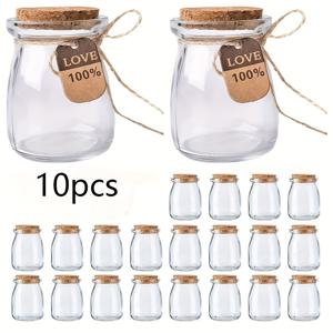 TEMU 코르크 뚜껑 & 라벨이 포함된 유리 양초 용기 10개 세트 - 4oz 원형 유리 양초 용기 (플립형 뚜껑 포함), 투명 양초 제작 용품, 냉동 보관 가능 & 재사용 가능 (결혼식, 크리스마스, 할로윈, 양초 제작 용품)