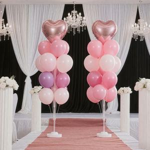 TEMU 2세트 헤비듀티 160cm/63인치 높이 풍선 스탠드 키트 (물 충전 베이스 포함) - 대형 재사용 가능 플라스틱 기둥 홀더, 결혼식, 생일, 졸업식, 크리스마스, 새해, 발렌타인데이 & 파티 장식용 - 튼튼한 바닥 풍선 디스플레이