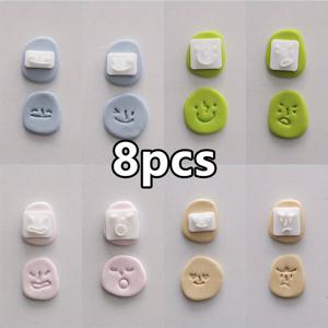 TEMU 8피스 폴리머 클레이 커터 - 고정밀 플라스틱 공예 키트 (웃는 얼굴, 찡그린 얼굴, 놀란 얼굴, 화난 얼굴, 행복한 얼굴 & 원형/하트 모양) DIY 주얼리 만들기, 귀걸이, 펜던트, 폴리머 클레이 아트 (초보자 친화적, 내구성 있는 몰드)