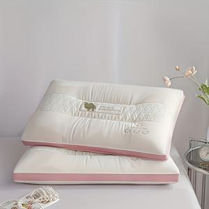 TEMU 1쌍 럭셔리 베개 인서트 - 핑크 플러시 목 & 등 지지 베개, 부드러운 충전재, 사계절용 침대 & 소파 쿠션, 손세탁 가능한 현대적 베개커버 (노필 테크놀로지 디자인) 가정용