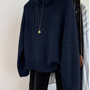 TEMU 솔리드 컬러 베이직 캐주얼 가을/겨울 후드티, 드로스트링 포함, 다재다능한 청소년 스타일 부드러운 한국식 풀오버