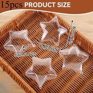 TEMU 15개 귀여운 파티용품, 별 모양 채우기 가능한 병 상자 세트 - 생일 파티, 크리스마스 트리 장식용 투명 오너먼트 볼 DIY 선물, 파티 장식,휴일 장식품,축제 디자인,장식용 볼,플라스틱 병,공예 용품,선물 주는 사람들,휴일 쇼핑객
