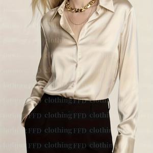 TEMU 여성용 우아한 솔리드 베이지/화이트/브라운/블랙/다크 그레이 칼라 블라우스 - 고급 새틴 롱 슬리브 셔츠 재킷 스타일 버튼 프론트 코트, 사계절 착용, 웨딩 & 포멀 이벤트 (세탁기 사용 가능)