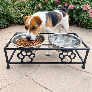 TEMU 스테인리스 스틸 이중층 목 보호 강아지 밥그릇, 소형 및 중형 골든 리트리버용, 애완동물 급식 그릇,개 식사 시간,높이 조절 가능한 사료 그릇,튼튼한 애완동물 그릇,고품질 금속,개용 사료 접시,중형견,소형견