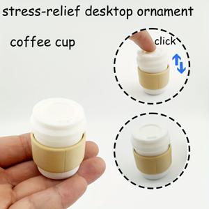 TEMU 피젯 - 커피콩 모양 센서리 데스크 장식, 클릭 메커니즘, 레트로 브라운 & 베이지 피젯 가제트, 성인용, 생일/크리스마스/휴일 파티 선물, 사무실용, 내구성 있는 플라스틱, 귀여운 커피컵 & 콩 디자인, 스트레스 해소 데스크탑 장식, 집이나 사무실에서 사용하기 좋은 재미있는 피젯, 커피 애호가와 선물에 완벽, 라떼 컵,라떼 텀블러|커피