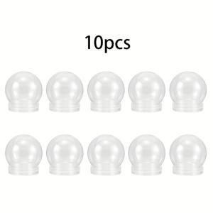 TEMU 10개 스노우 글로브 세트, 투명 플라스틱 물 공, 탈착식 뚜껑 포함, 홈메이드 눈景 유리 공, 투명 보관 용기, 크리스마스, 새해 휴일 공예 및 장식에 적합