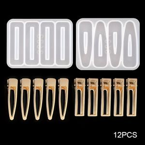 TEMU 12개 헤어핀 레진 몰드 세트, 실리콘 몰드 2개와 레진 헤어핀 10개 포함, 독특한 액세서리 만들기에 적합