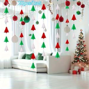 TEMU 20개/1세트 빨강, 흰색, 초록 크리스마스 장식 - 3D 크리스마스 트리 스트리머 파티 배너 매달기 장식 크리스마스 파티 장식 매달기 장식, 크리스마스,크리스마스 가랜드,매달린 크리스마스 트리,크리스마스 문 배너,크리스마스 트리,크리스마스 식기,크리스마스 화환,크리스마스 테이블 장식,크리스마스 장식,크리스마스 배너