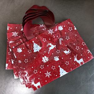 TEMU 15개 크리스마스 선물 가방 | 튼튼한 PP 플라스틱 파티 답례품 가방, 축제 분위기의 눈꽃 & 사슴 디자인, 재사용 가능한 토트 스타일 가방 (결혼식, 생일, 어버이날, 부활절, 크리스마스용) - 귀여운 핸드메이드 포장, 크리스마스 선물 가방